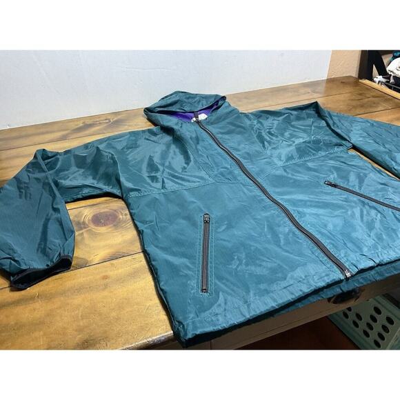 Helly Hansen Jacket Mens Small Green Rip Stop Hooded Rain Jacket Long Sleeve Zip - Picture 5 of 10